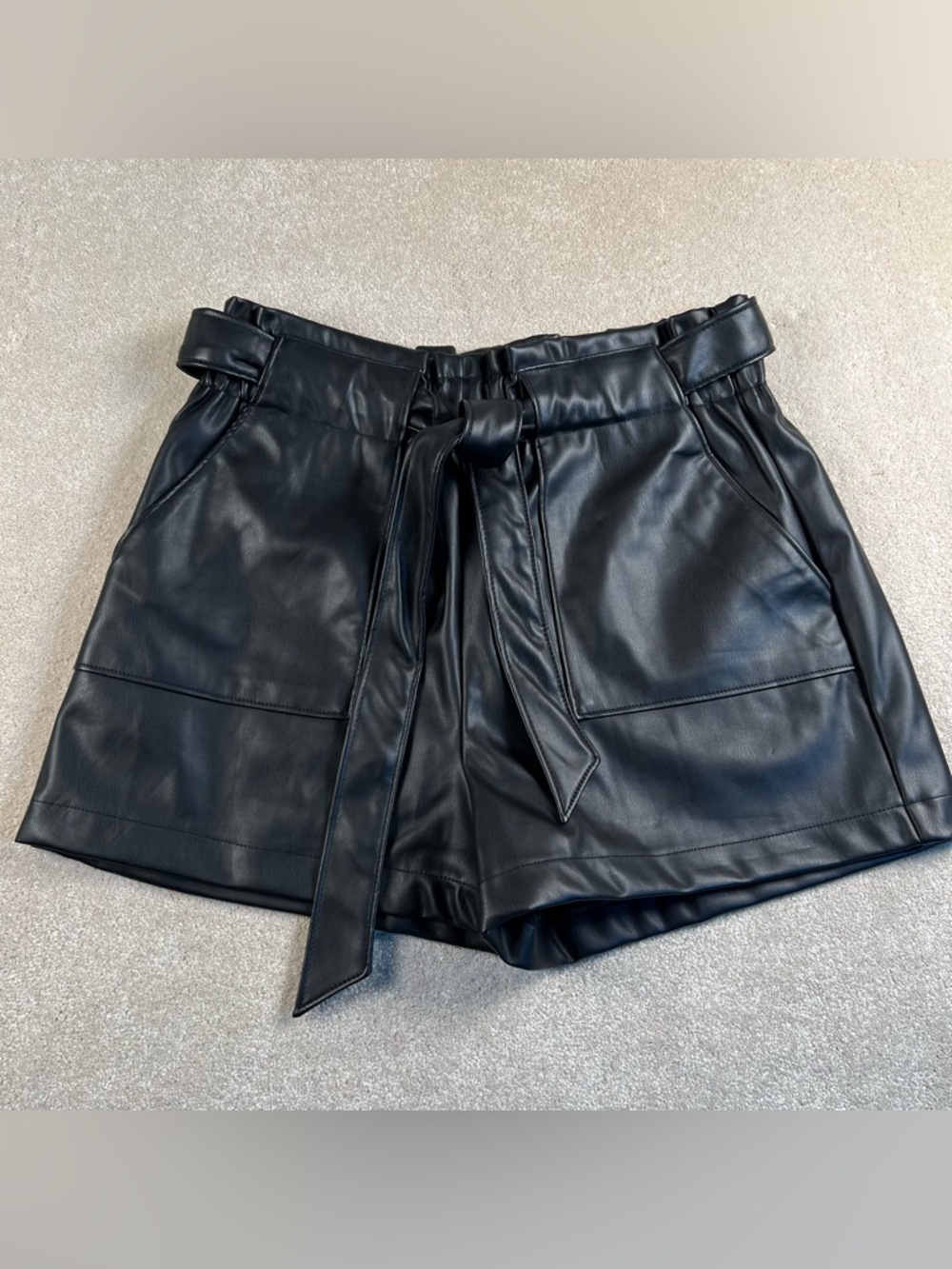Faux Leather Shorts Black Belted Ci‎ Sono Women's Medium Bikercore Push64 New